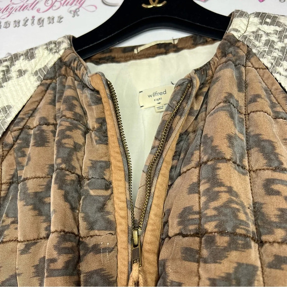 Wilfred Aritzia jacket coat  quilted brown lace pattern elbow patches luxe boho - Picture 7 of 14